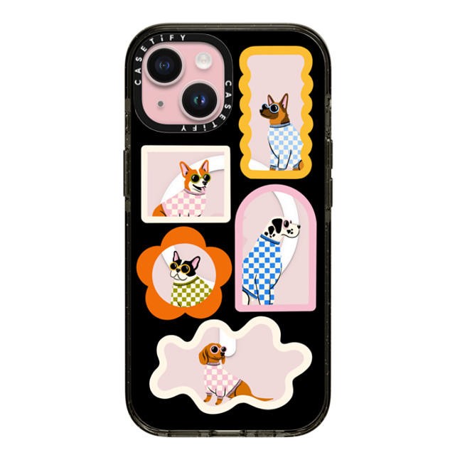Megan Roy x CASETiFY iPhone 15 Case Dog,Cartoon Black Impact Case MagSafe Compatible Checkered Mutts & Mirrors Mother's Day Megan Roy x CASETiFY iPhone 15 Case Dog,Cartoon Black Impact Case MagSafe Compatible Checkered Mutts & Mirrors Mother's Day