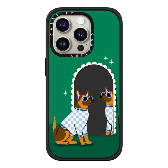 Megan Roy x CASETiFY iPhone 15 Pro Case Dog,Cartoon Matte Black Impact Case MagSafe Compatible Checkered German Shepherd Mirror Back to School Megan Roy x CASETiFY iPhone 15 Pro Case Dog,Cartoon Matte Black Impact Case MagSafe Compatible Checkered German Shepherd Mirror Back to School