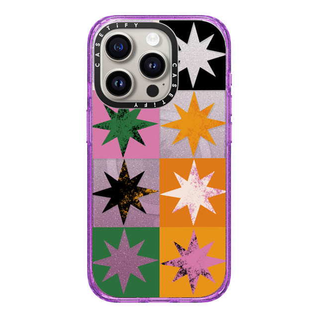 Megan Roy x CASETiFY iPhone 15 Pro Case Checkered,Pattern Glitter Purple Impact Case MagSafe Compatible Sparkle Pop Art by Megan Roy Back to School Megan Roy x CASETiFY iPhone 15 Pro Case Checkered,Pattern Glitter Purple Impact Case MagSafe Compatible Sparkle Pop Art by Megan Roy Back to School