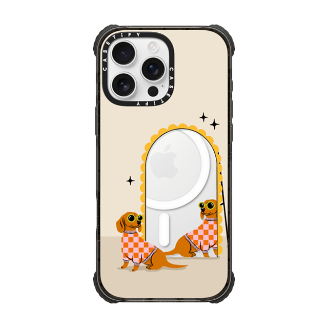 Megan Roy x CASETiFY iPhone 16 Pro Max Case Black ウルトラ インパクトケース MagSafe 対応 Checkered Dachshund Mirror Megan Roy x CASETiFY iPhone 16 Pro Max Case Black ウルトラ インパクトケース MagSafe 対応 Checkered Dachshund Mirror
