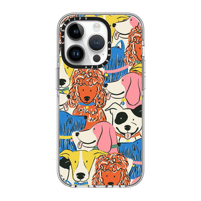Megan Roy x CASETiFY iPhone 14 Pro Case Clear Clear Case MagSafe Compatible Rainbow Dogs by Megan Roy Megan Roy x CASETiFY iPhone 14 Pro Case Clear Clear Case MagSafe Compatible Rainbow Dogs by Megan Roy