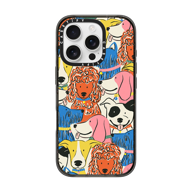 Megan Roy x CASETiFY iPhone 16 Pro Case Black Impact Case MagSafe Compatible Rainbow Dogs by Megan Roy Megan Roy x CASETiFY iPhone 16 Pro Case Black Impact Case MagSafe Compatible Rainbow Dogs by Megan Roy