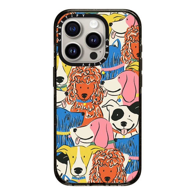 Megan Roy x CASETiFY iPhone 15 Pro Case Black Impact Case MagSafe Compatible Rainbow Dogs by Megan Roy Megan Roy x CASETiFY iPhone 15 Pro Case Black Impact Case MagSafe Compatible Rainbow Dogs by Megan Roy