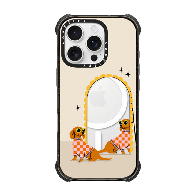 Megan Roy x CASETiFY iPhone 16 Pro Case Cartoon Black ウルトラ インパクトケース MagSafe 対応 Checkered Dachshund Mirror Father's Day Megan Roy x CASETiFY iPhone 16 Pro Case Cartoon Black ウルトラ インパクトケース MagSafe 対応 Checkered Dachshund Mirror Father's Day