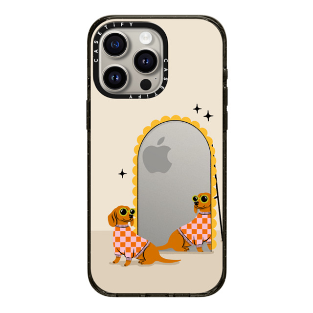 Megan Roy x CASETiFY iPhone 15 Pro Max ケース ブラック インパクトケース Checkered Dachshund Mirror