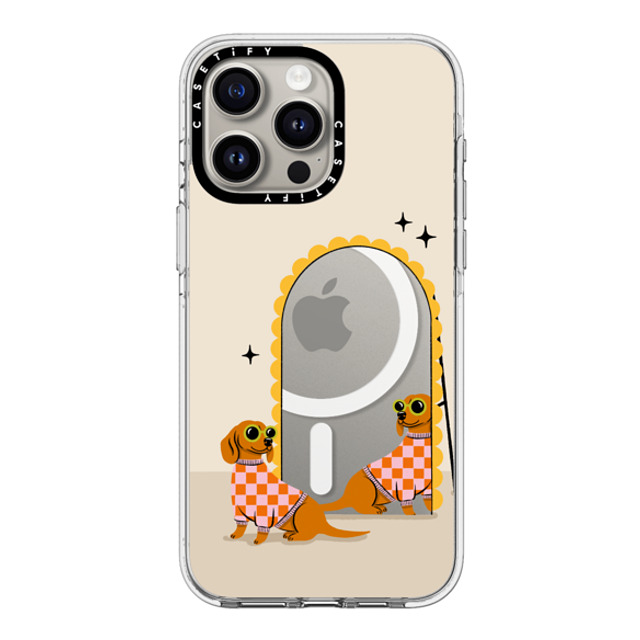 Megan Roy x CASETiFY iPhone 15 Pro Max ケース クリア クリア ケース MagSafe対応 Checkered Dachshund Mirror