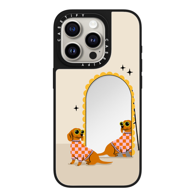 Megan Roy x CASETiFY iPhone 15 Pro Case Silver on Black ミラーケース MagSafe対応 Checkered Dachshund Mirror Megan Roy x CASETiFY iPhone 15 Pro Case Silver on Black ミラーケース MagSafe対応 Checkered Dachshund Mirror