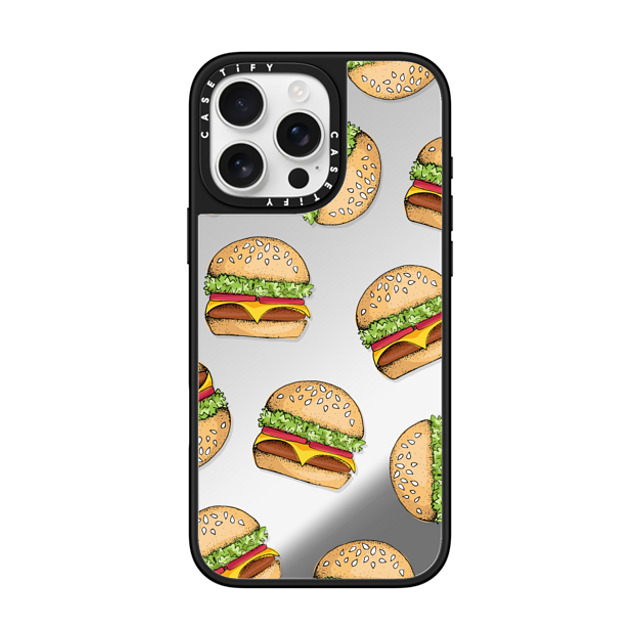 Megan Roy x CASETiFY iPhone 16 Pro Max ケース Silver on Black ミラーケース MagSafe対応 Cheeseburgers (Clear) Back to School Megan Roy x CASETiFY iPhone 16 Pro Max ケース Silver on Black ミラーケース MagSafe対応 Cheeseburgers (Clear) Back to School