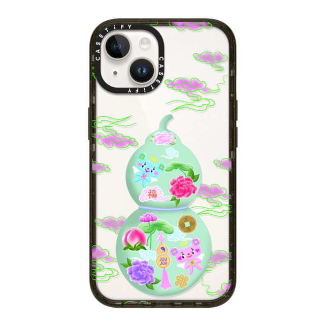 juujuuofficial x CASETiFY iPhone 14 ケース ブラック インパクトケース GOOD LUCK WULOU