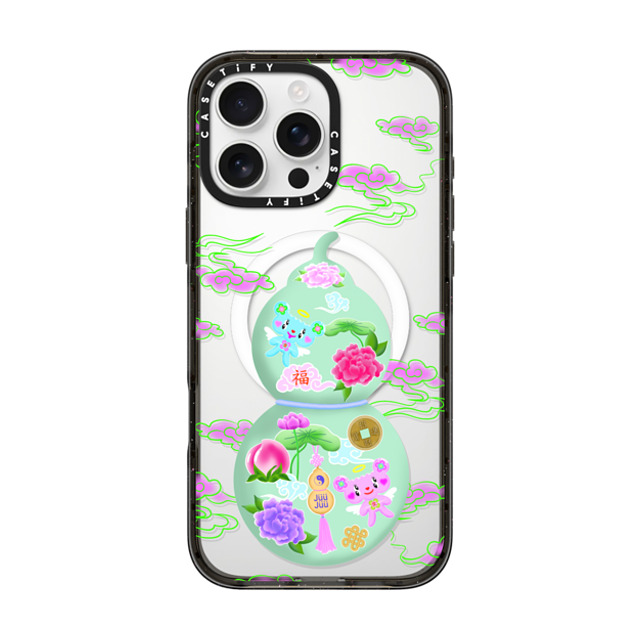 juujuuofficial x CASETiFY iPhone 16 Pro Max ケース ブラック インパクトケース MagSafe対応 GOOD LUCK WULOU