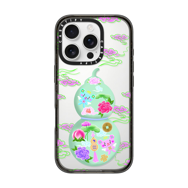 juujuuofficial x CASETiFY iPhone 16 Pro ケース ブラック インパクトケース GOOD LUCK WULOU