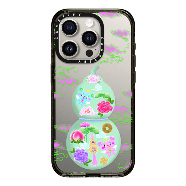 juujuuofficial x CASETiFY iPhone 15 Pro ケース ブラック インパクトケース GOOD LUCK WULOU