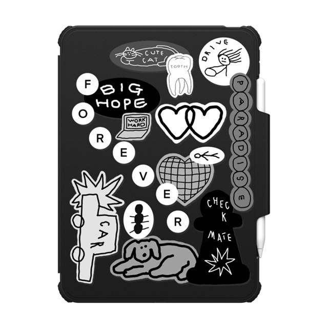 INAPSQUARE x CASETiFY iPad Pro 11 (M4) ブラック インパクト フォリオ ケース INAP STICKER 01