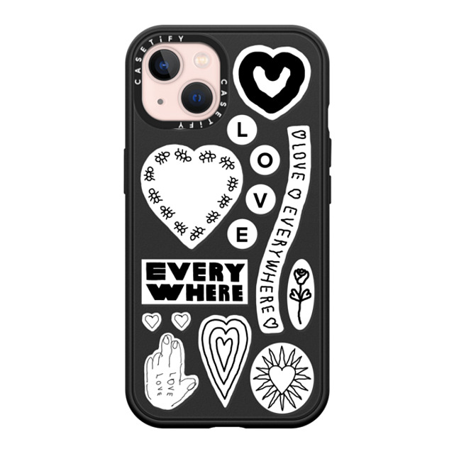 INAPSQUARE x CASETiFY iPhone 13 ケース マットブラック インパクトケース MagSafe対応 LOVE STICKER 01