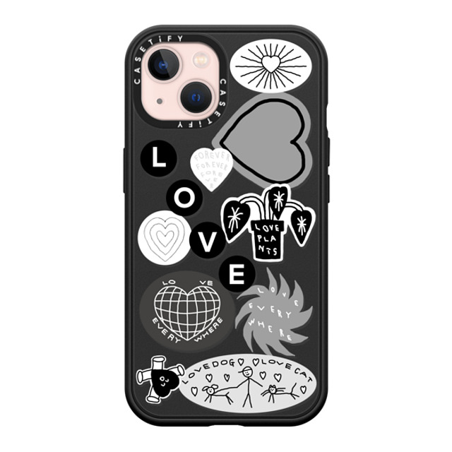 INAPSQUARE x CASETiFY iPhone 13 ケース マットブラック インパクトケース MagSafe対応 LOVE STICKER 02