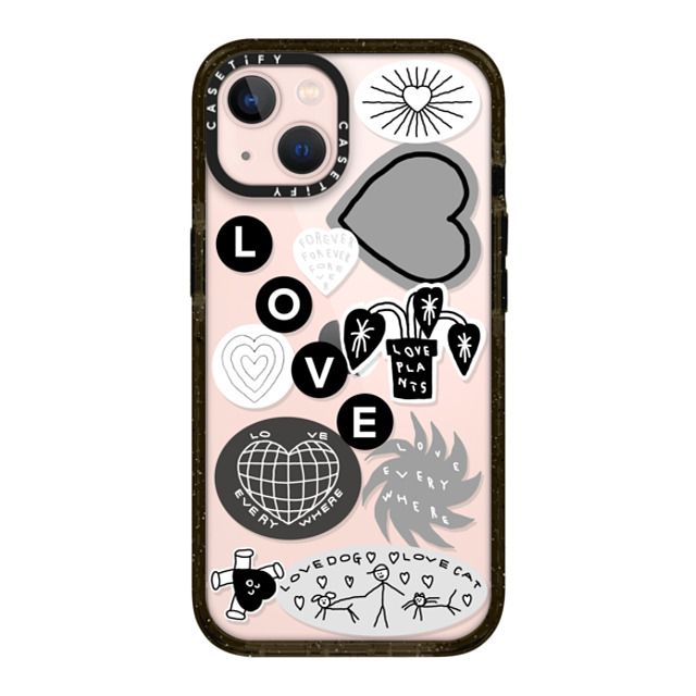 INAPSQUARE x CASETiFY iPhone 13 ケース ブラック インパクトケース LOVE STICKER 02