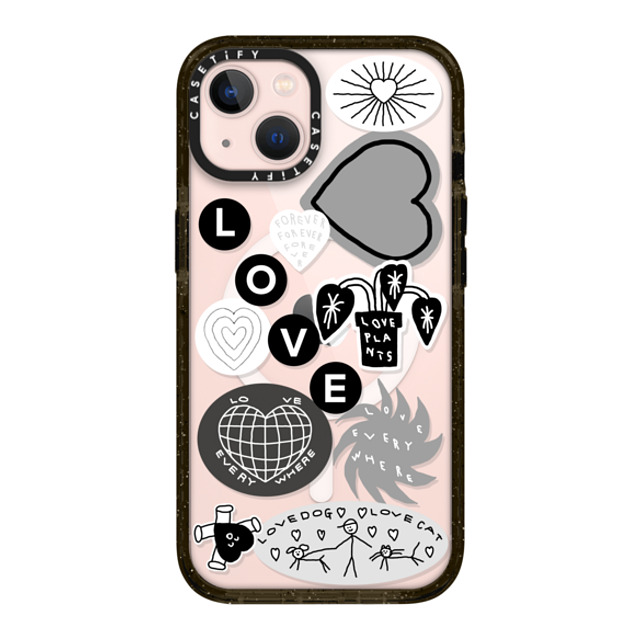 INAPSQUARE x CASETiFY iPhone 13 ケース ブラック インパクトケース MagSafe対応 LOVE STICKER 02