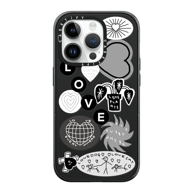 INAPSQUARE x CASETiFY iPhone 14 Pro ケース マットブラック インパクトケース MagSafe対応 LOVE STICKER 02