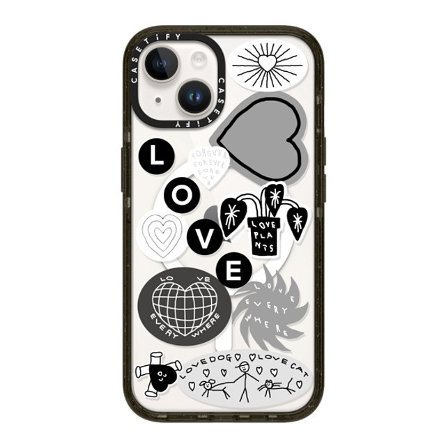 INAPSQUARE x CASETiFY iPhone 14 ケース ブラック インパクトケース MagSafe対応 LOVE STICKER 02