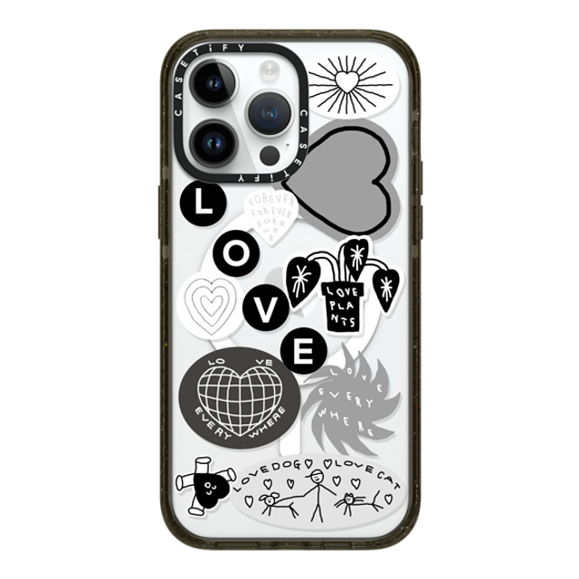 INAPSQUARE x CASETiFY iPhone 14 Pro Max ケース ブラック インパクトケース MagSafe対応 LOVE STICKER 02