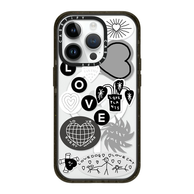 INAPSQUARE x CASETiFY iPhone 14 Pro ケース ブラック インパクトケース MagSafe対応 LOVE STICKER 02