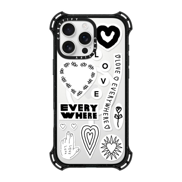 INAPSQUARE x CASETiFY iPhone 16 Pro Max ケース ブラック バウンスケース LOVE STICKER 01