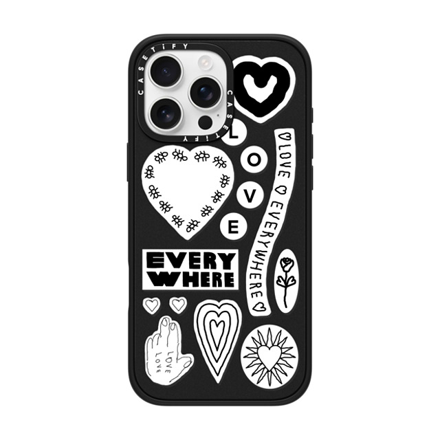 INAPSQUARE x CASETiFY iPhone 16 Pro Max ケース マットブラック インパクトケース MagSafe対応 LOVE STICKER 01