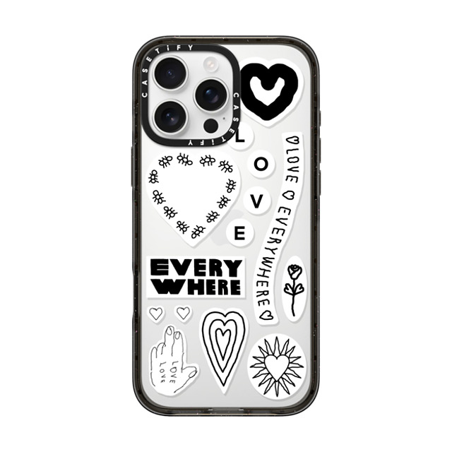 INAPSQUARE x CASETiFY iPhone 16 Pro Max ケース ブラック インパクトケース LOVE STICKER 01