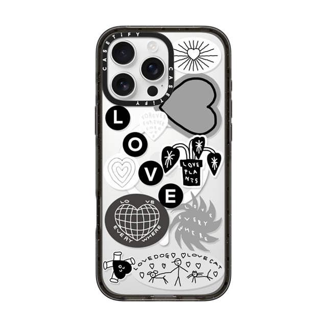 INAPSQUARE x CASETiFY iPhone 16 Pro Max ケース ブラック インパクトケース MagSafe対応 LOVE STICKER 02