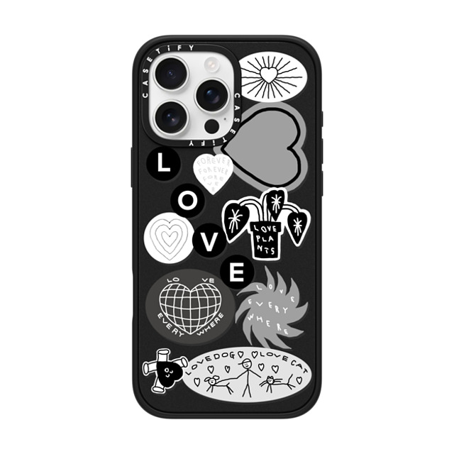 INAPSQUARE x CASETiFY iPhone 16 Pro Max ケース マットブラック インパクトケース MagSafe対応 LOVE STICKER 02