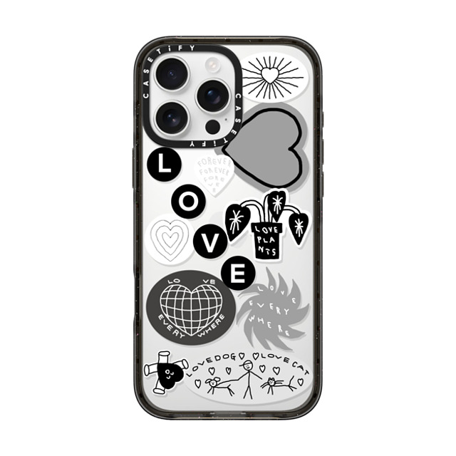 INAPSQUARE x CASETiFY iPhone 16 Pro Max ケース ブラック インパクトケース LOVE STICKER 02