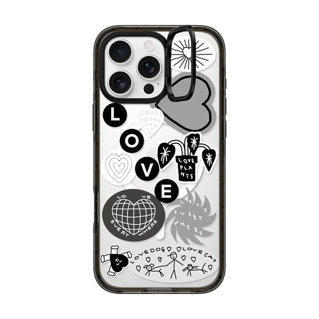 INAPSQUARE x CASETiFY iPhone 16 Pro Max ケース ブラック インパクトリングスタンドケース MagSafe対応 LOVE STICKER 02