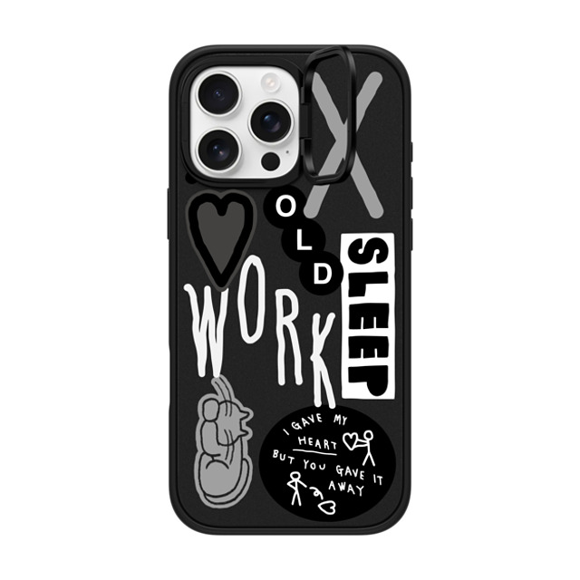 INAPSQUARE x CASETiFY iPhone 16 Pro Max ケース マットブラック インパクトリングスタンドケース MagSafe対応 INAP STICKER WORK