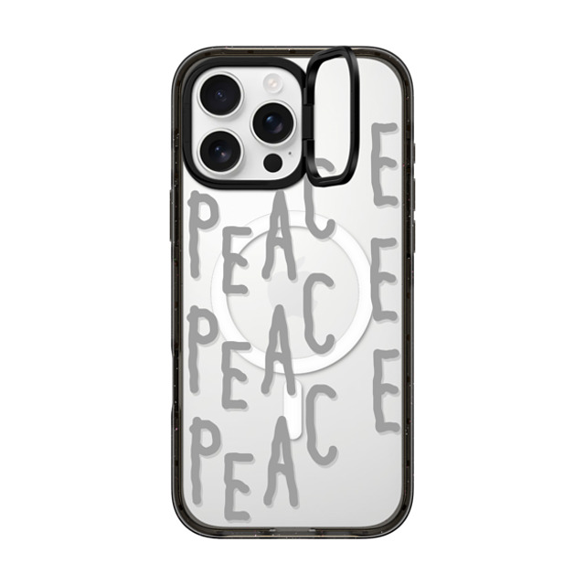 INAPSQUARE x CASETiFY iPhone 16 Pro Max ケース ブラック インパクトリングスタンドケース MagSafe対応 PEACE PEACE PEACE