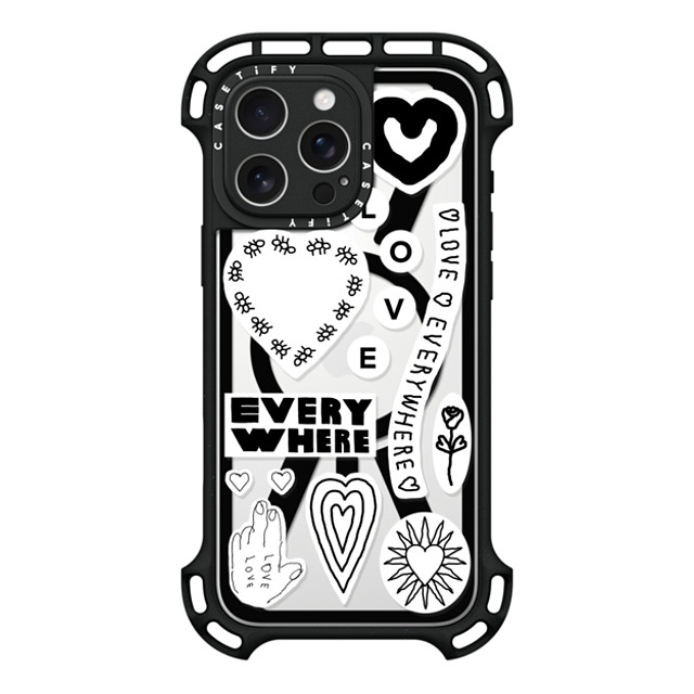 INAPSQUARE x CASETiFY iPhone 16 Pro Max ケース ブラック ウルトラ バウンスケース MagSafe対応 LOVE STICKER 01