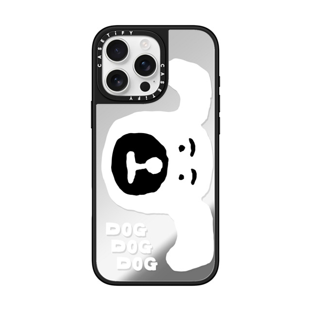 INAPSQUARE x CASETiFY iPhone 16 Pro Max ケース Silver on Black ミラーケース MagSafe対応 INAP DOG