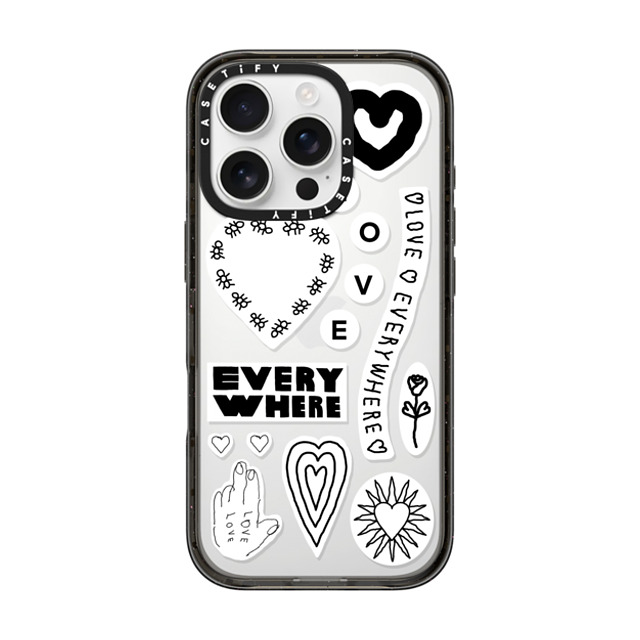 INAPSQUARE x CASETiFY iPhone 16 Pro ケース ブラック インパクトケース LOVE STICKER 01