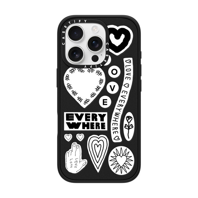 INAPSQUARE x CASETiFY iPhone 16 Pro ケース マットブラック インパクトケース LOVE STICKER 01