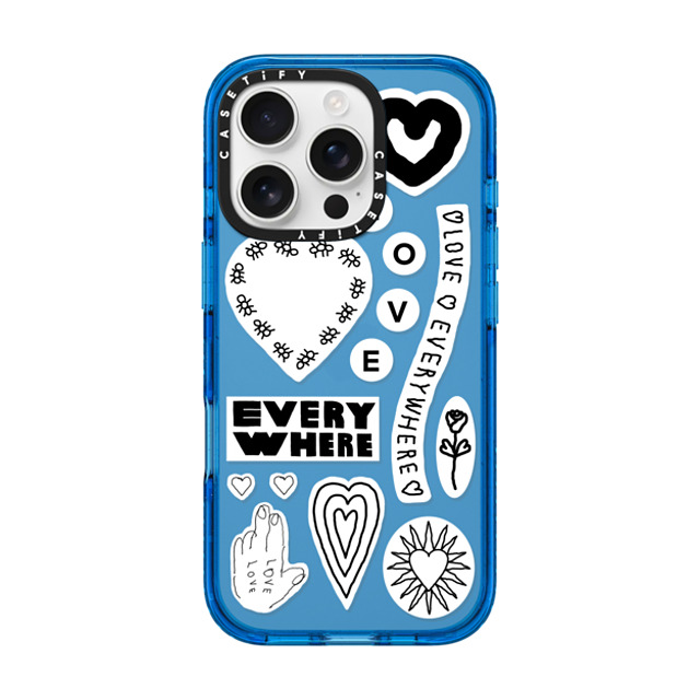 INAPSQUARE x CASETiFY iPhone 16 Pro Case スカイブルー Impact Case LOVE STICKER 01 INAPSQUARE x CASETiFY iPhone 16 Pro Case スカイブルー Impact Case LOVE STICKER 01
