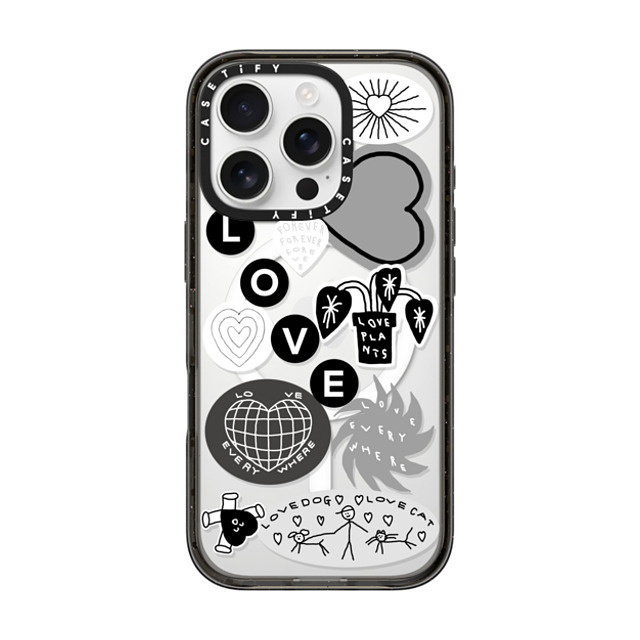 INAPSQUARE x CASETiFY iPhone 16 Pro ケース ブラック インパクトケース MagSafe対応 LOVE STICKER 02