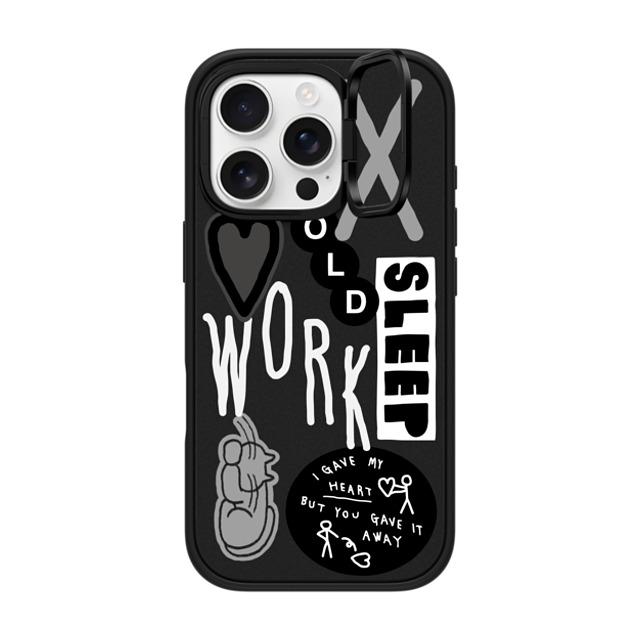 INAPSQUARE x CASETiFY iPhone 16 Pro ケース マットブラック インパクトリングスタンドケース MagSafe対応 INAP STICKER WORK