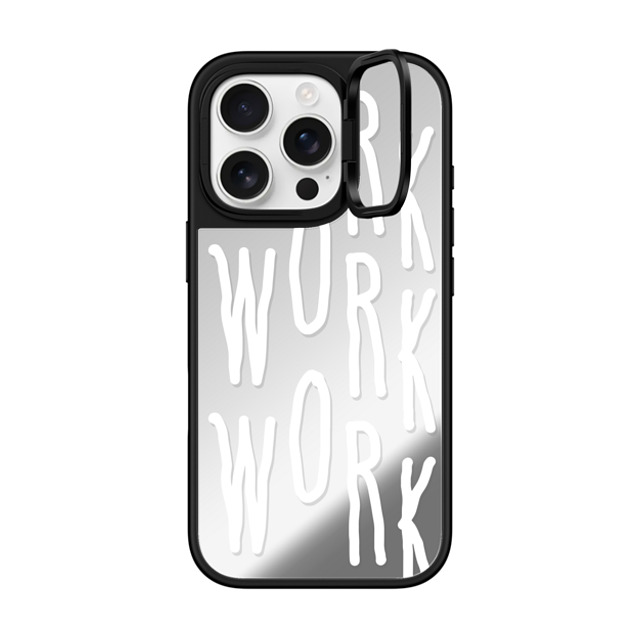 INAPSQUARE x CASETiFY iPhone 16 Pro ケース Silver on Black ミラー リングスタンドケース MagSafe対応 WORK WORK WORK