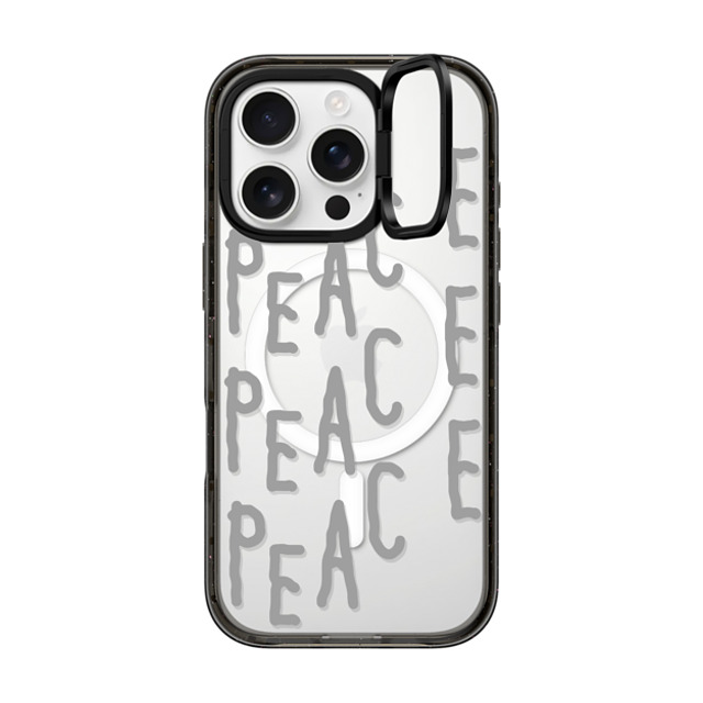 INAPSQUARE x CASETiFY iPhone 16 Pro ケース ブラック インパクトリングスタンドケース MagSafe対応 PEACE PEACE PEACE