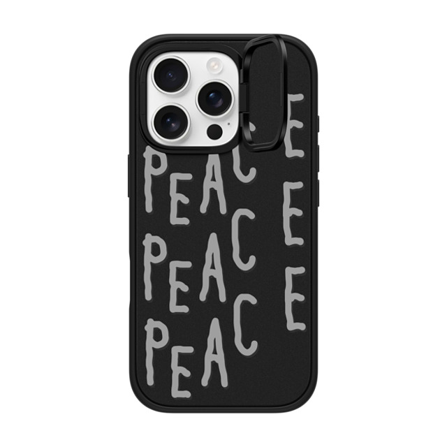 INAPSQUARE x CASETiFY iPhone 16 Pro ケース マットブラック インパクトリングスタンドケース MagSafe対応 PEACE PEACE PEACE