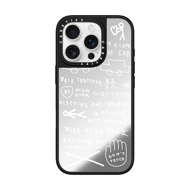 INAPSQUARE x CASETiFY iPhone 16 Pro ケース Silver on Black ミラーケース MagSafe対応 INAP WORD