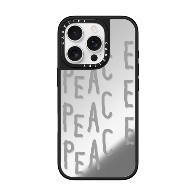 INAPSQUARE x CASETiFY iPhone 16 Pro ケース Silver on Black ミラーケース MagSafe対応 PEACE PEACE PEACE