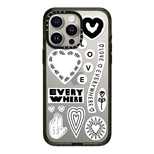 INAPSQUARE x CASETiFY iPhone 15 Pro Max ケース ブラック インパクトケース LOVE STICKER 01