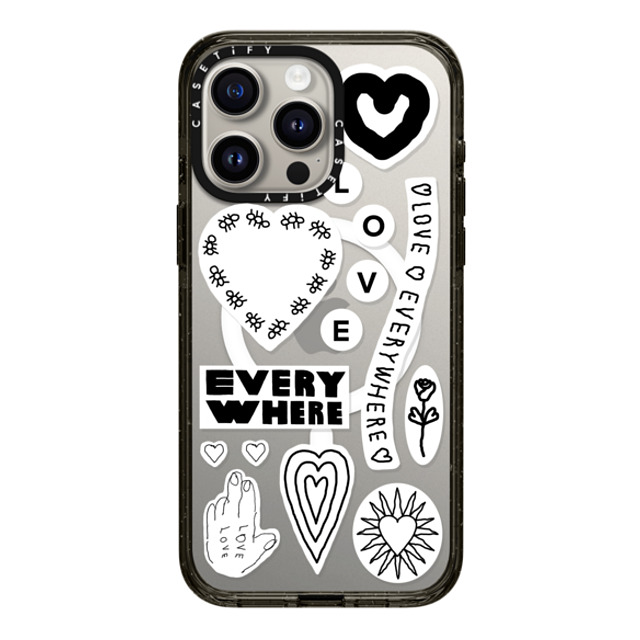 INAPSQUARE x CASETiFY iPhone 15 Pro Max ケース ブラック インパクトケース MagSafe対応 LOVE STICKER 01