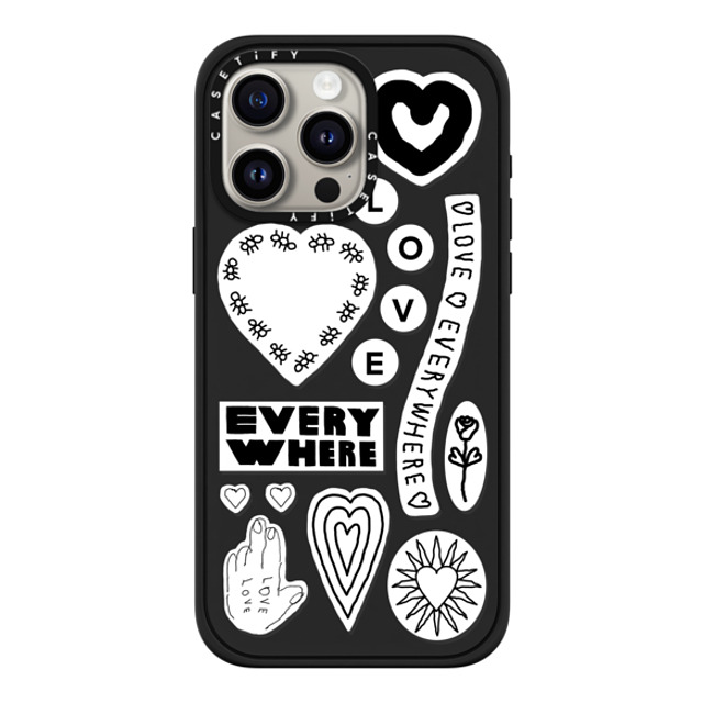 INAPSQUARE x CASETiFY iPhone 15 Pro Max ケース マットブラック インパクトケース MagSafe対応 LOVE STICKER 01