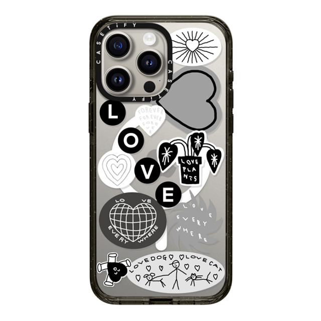 INAPSQUARE x CASETiFY iPhone 15 Pro Max ケース ブラック インパクトケース MagSafe対応 LOVE STICKER 02